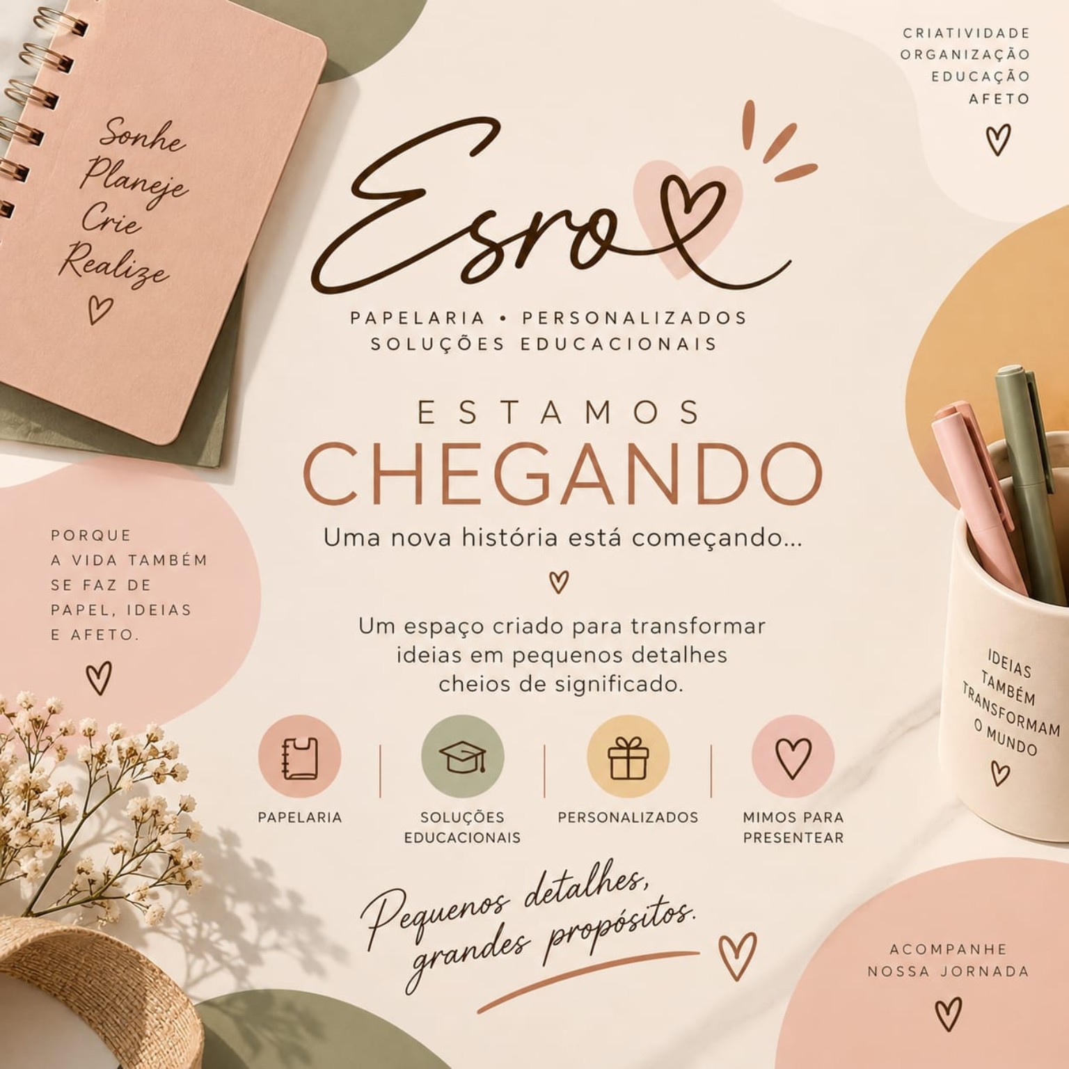 Caderno e materiais de papelaria ESRO