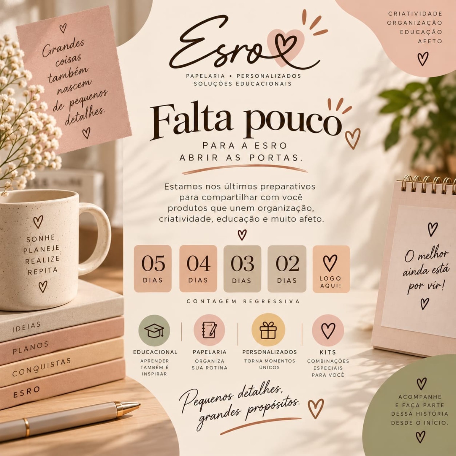 Caneca e bloco personalizados ESRO